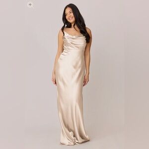 NWT Revelry Skye size 6 gold champagne satin bridesmaid dress prom formal gown